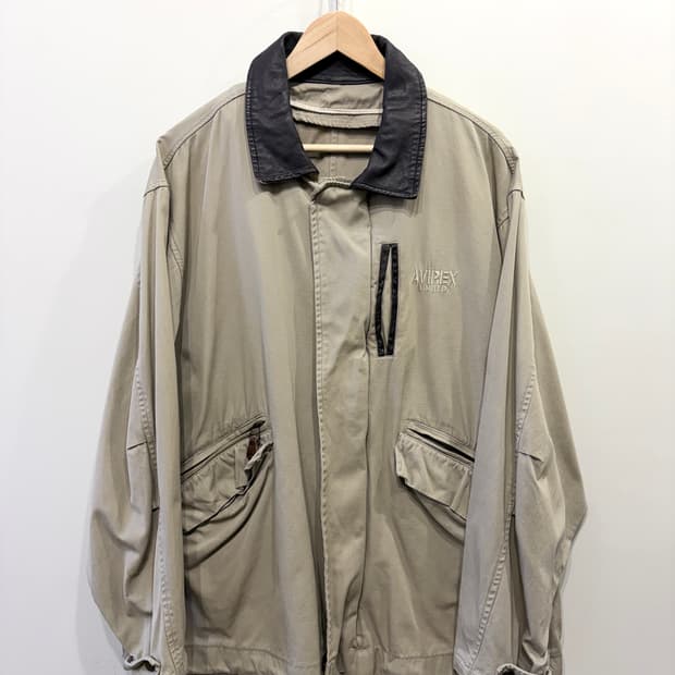 아비렉스 코튼 넥 레더 자켓