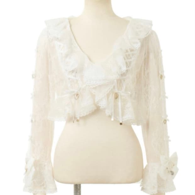 Lizlisa 프릴 레이스 볼레로 가디건 새상품