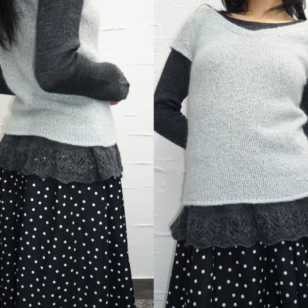 Set) Twinkle knit top/charcoal knit
