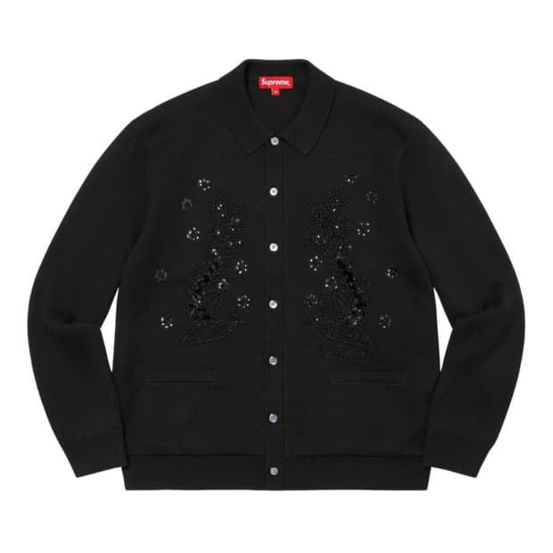 [구매][M] 슈프림 비디드 아플리케 가디건 블랙