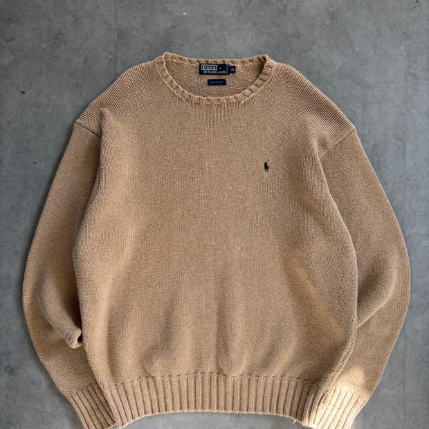 폴로랄프로렌 탄베이지 코튼 오버사이즈 니트