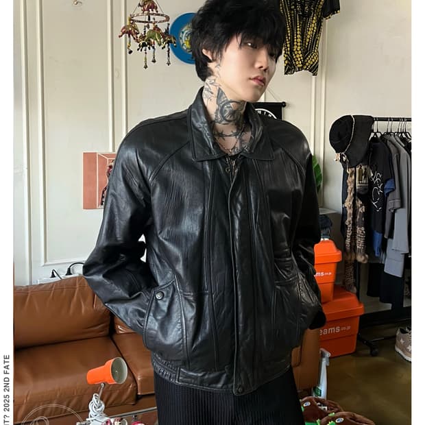 1990s Real Lambskin Leather Bomber JK