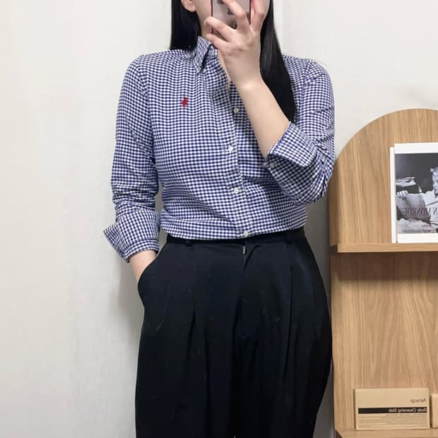 [정품] 폴로 블루 / 버건디포니 체크 셔츠 [ 2 ]