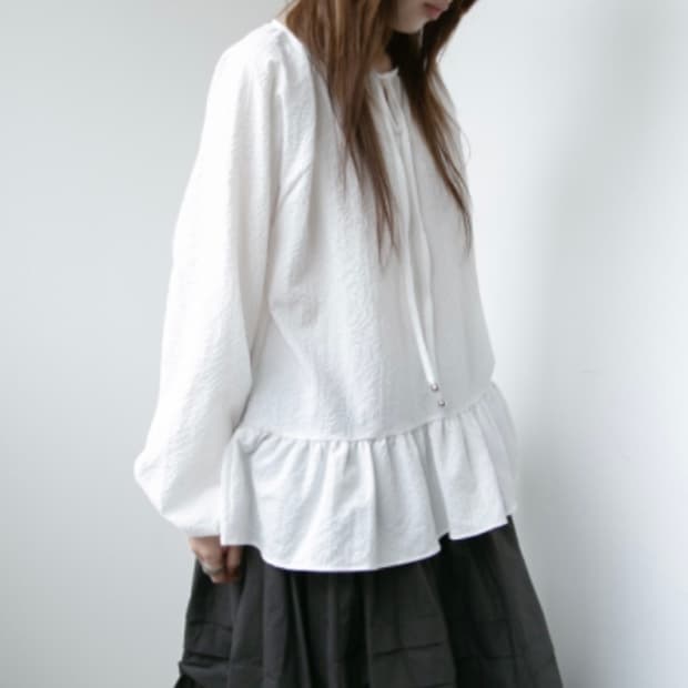 프릴 블라우스 원피스 (시어서커 보세 에이블리 지그재그 코이세이오)