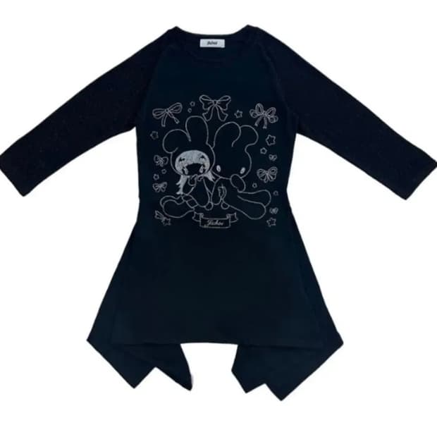 지초이 플레어 래글런 티드레스 블랙