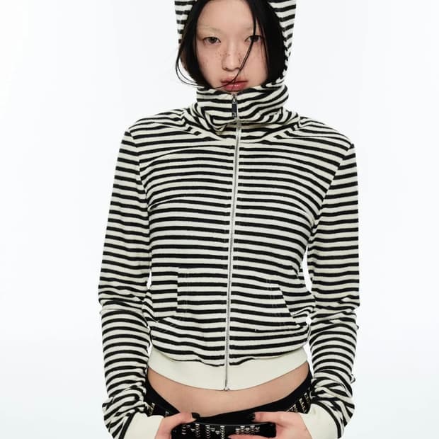 1jinn studio 원진 스튜디오 미드나잇 고양이 집업후디