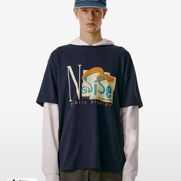 테켓 노이즈레이어드 후드티 네이비