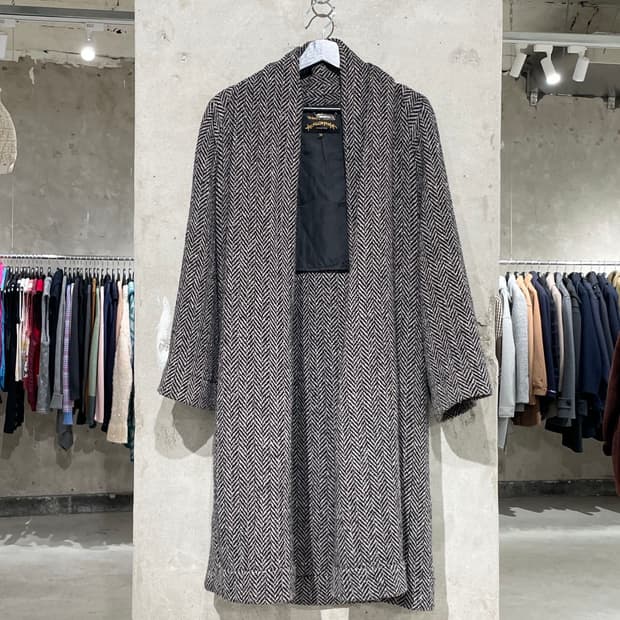 비비안 웨스트우드 앵글로마니아 헤링본 논 버튼 울 코트