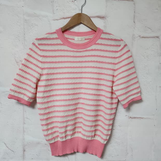 SJ SJ 핑크 스트라이프 반팔 