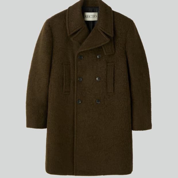 렉토 25FW 라마 울 빈티지 피코트 코트 카키 브라운