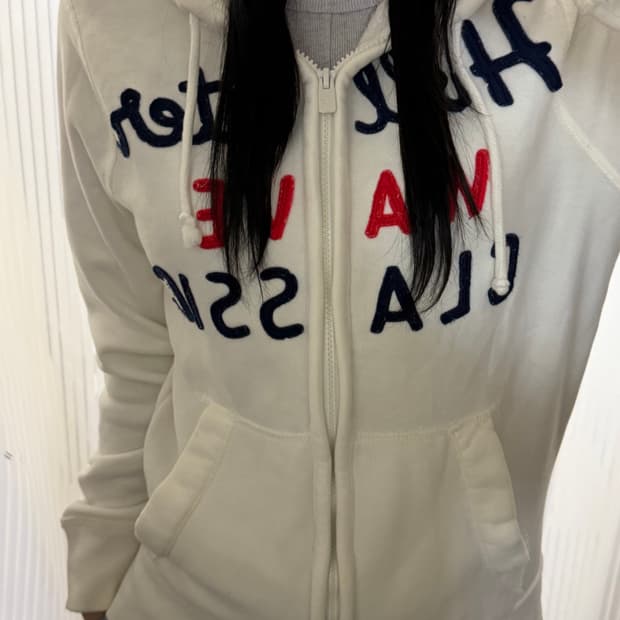 홀리스터 화이트 후드집업 S