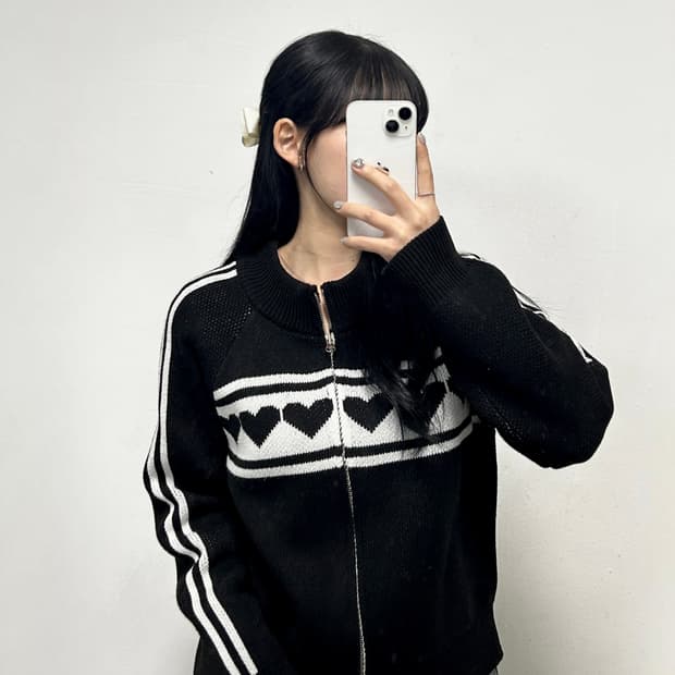 비지터 니트 집업 