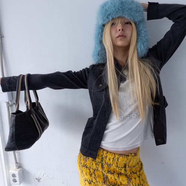 yellow vintage pattern mini skirt