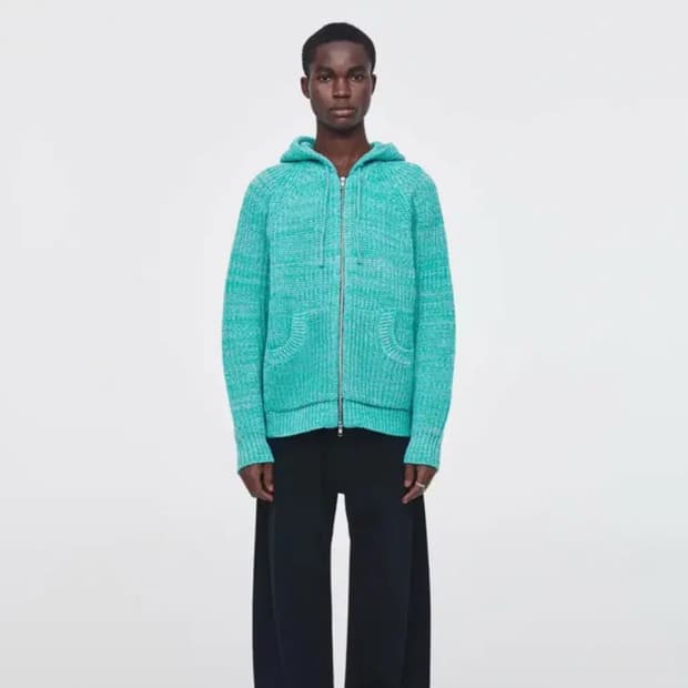 애프터프레이 인타르시아 니트 후드집업 s사이즈