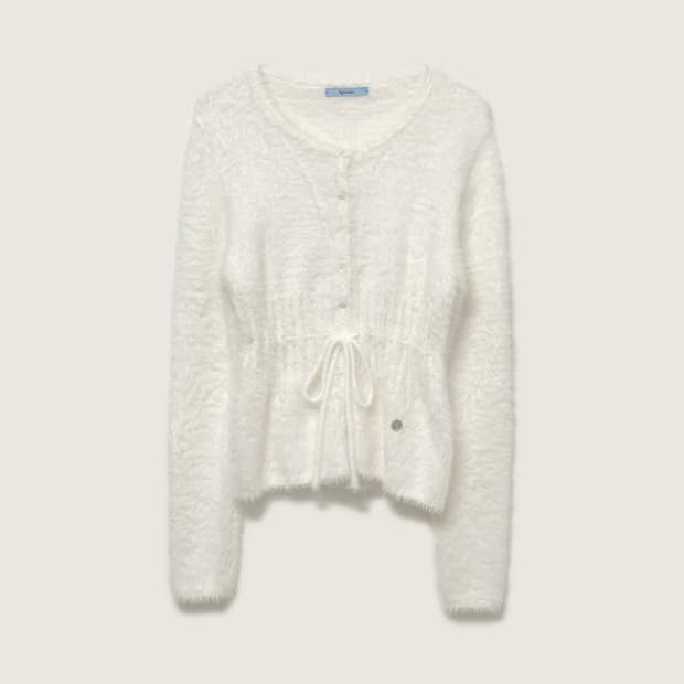 새상품 에이치모드 헤어리 스트링 가디건 아이보리