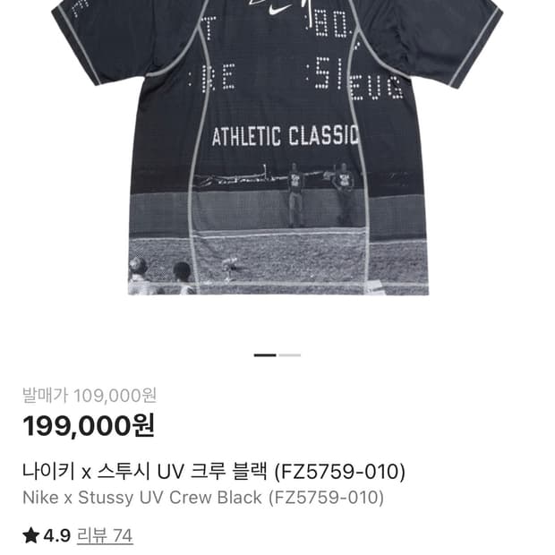 나이키 스투시 UV 크루 블랙 M