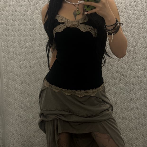 빈티지 고딕 페미닌 레이스 란제리코어 슬리브리스 나시 K0057