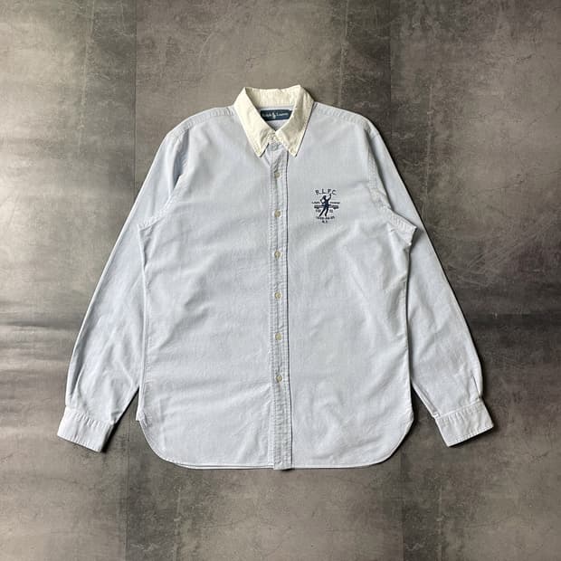 RALPH LAUREN 랄프로렌 빈티지 라이트블루 배색칼라 코튼셔츠