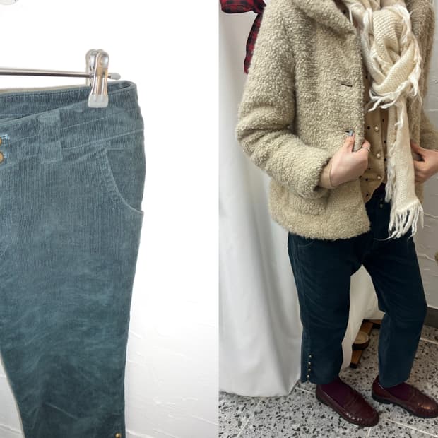 Teal corduroy capri pants