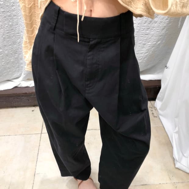 Minimal Navy Tapered Cotton Trousers