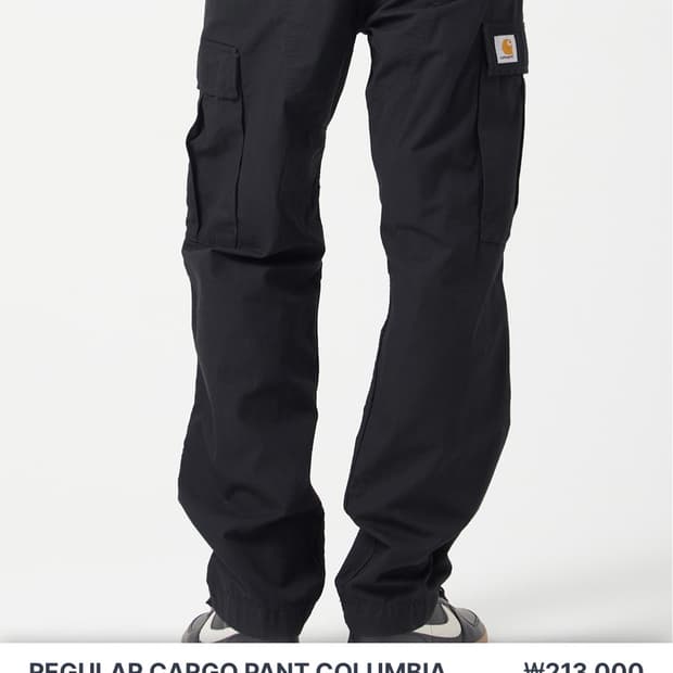 칼하트 레귤러 카고 팬츠 콜롬비아 블랙 린스