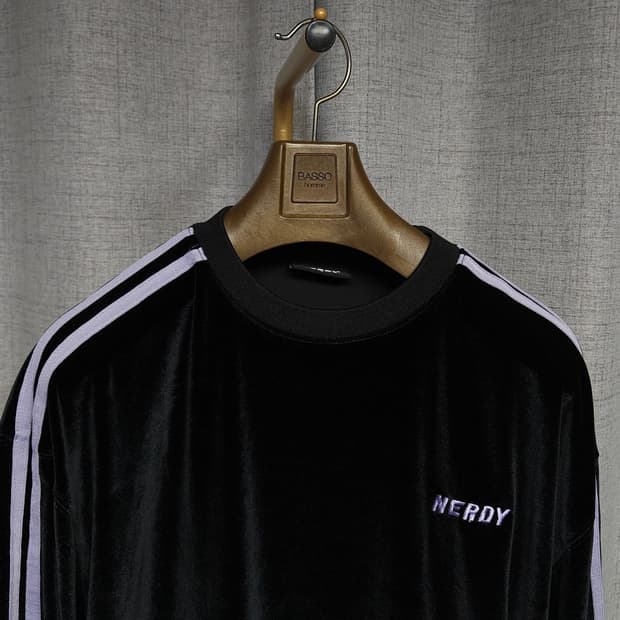 M ) 널디 벨벳 연보라 블랙 맨투맨