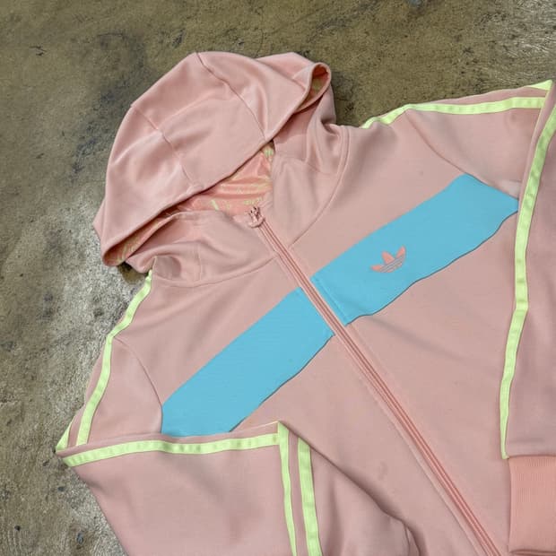 아디다스 파스텔 딸기우유 후플 플락 후드집업 져지 
