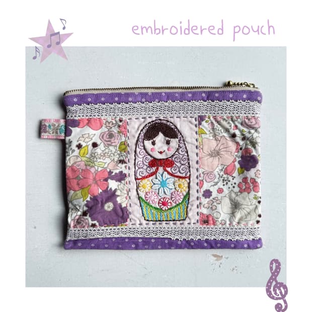 인형 자수 도트 파우치 땡땡이 파우치 일본파우치 일본빈티지