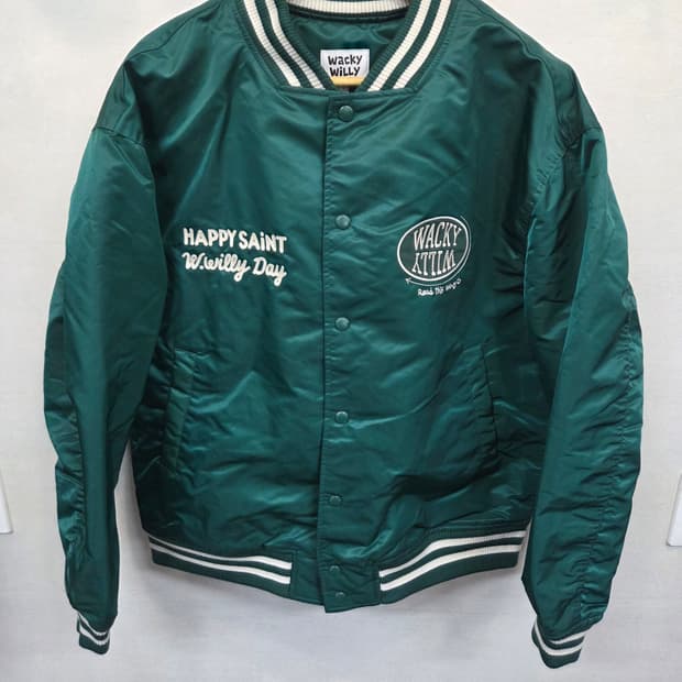 와키윌리 자수로고 바시티 자켓 그린 L