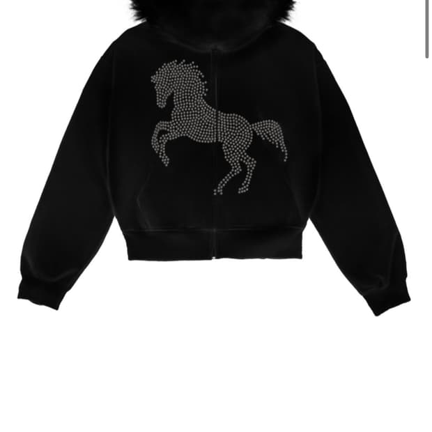 604 service STUDDED FAUX FUR HOODIE