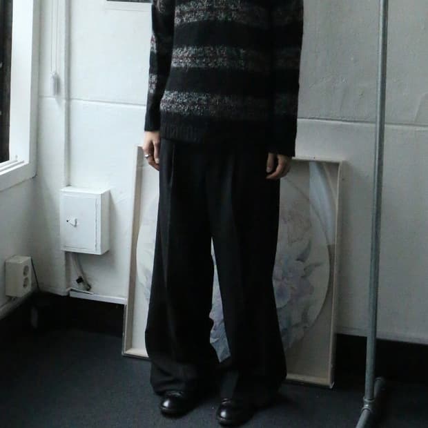  Hare 블랙 와이드 팬츠 