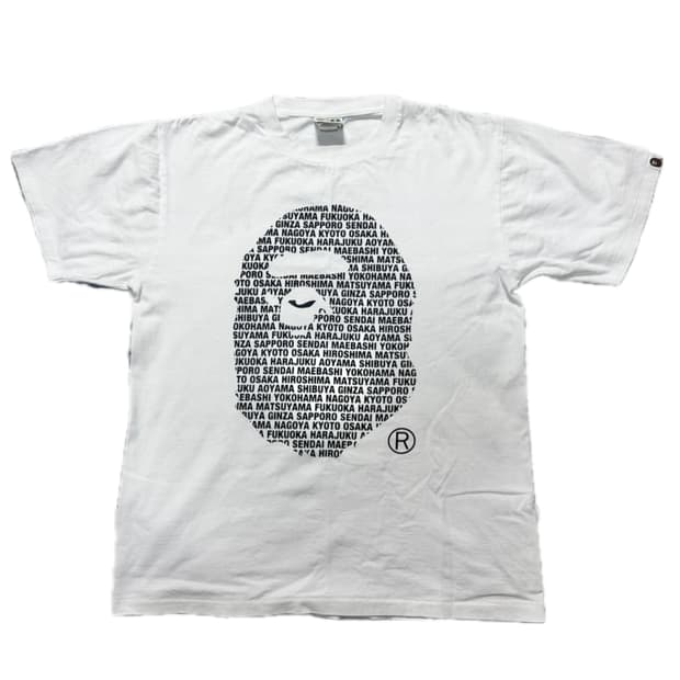 베이프 재팬 에이프 헤드 화이트 반팔 티셔츠