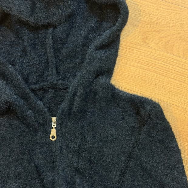 애즈온 후드집업 니트집업 퍼집업 블랙