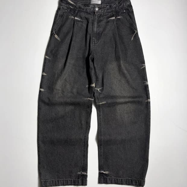 메종미네드 블랙 워싱 와이드 데님 팬츠 R1680