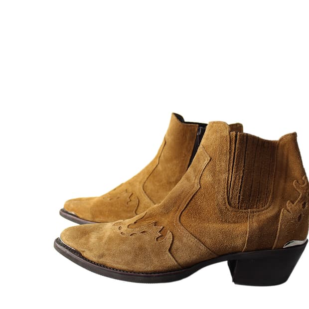 2000s Japan 핸드메이드 스틸 토 스웨이드 웨스턴부츠