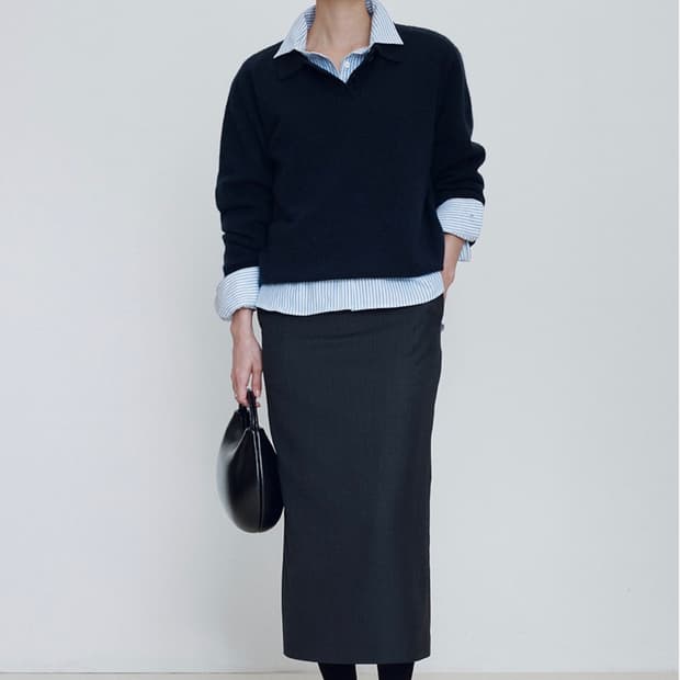 얼바닉30 밀라니스 스커트 차콜 m