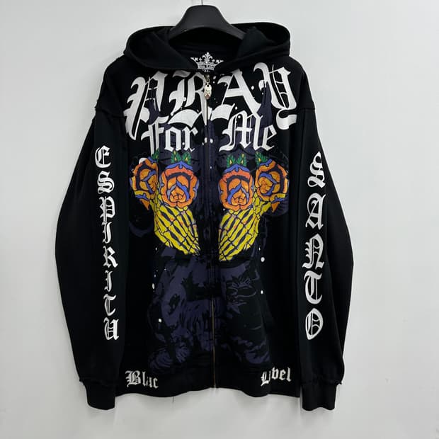 110 Blac Label 레터링 남자 루즈핏 후드집업