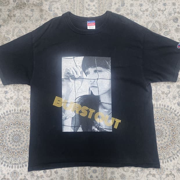 champion 챔피온 블랙 프린팅 반팔 티셔츠
