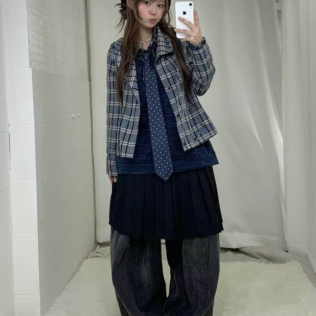 네이비 너드모리 니혼진 러힙 벌룬팬츠 코디세트