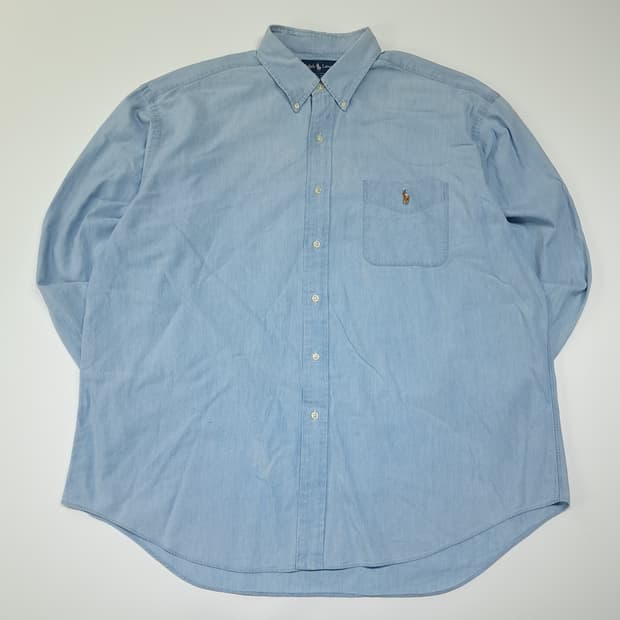 CL835 XL 폴로 90s 코튼 멀티포니 빅셔츠 샴브레이 셔츠 남방