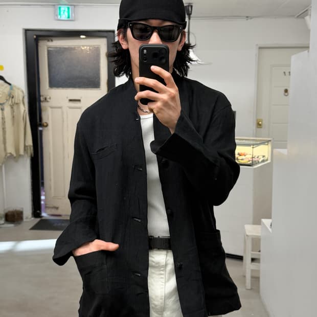 90s 이세이미야케 plantation 스탠드카라 린넨 자켓