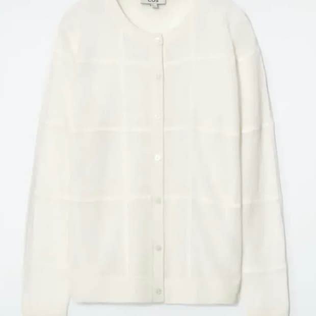 [새제품] COS Windowpane check 화이트 가디건 M사이즈