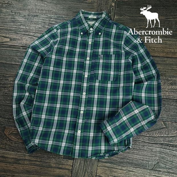 [아베크롬비] 로고 자수 체크 셔츠 M19376