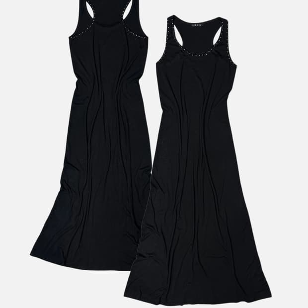 stud cubic sleeveless long dress