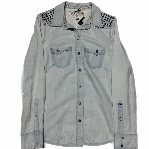Hifiger Denim Wash Studded Denim Shirt