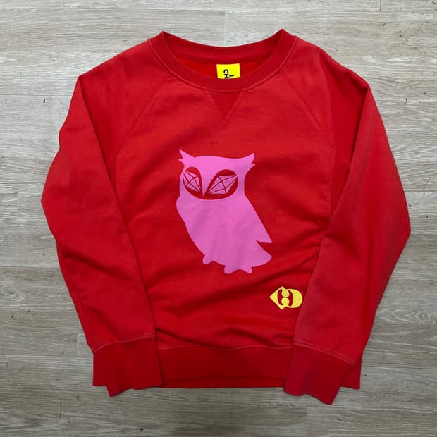 럭키슈에뜨 여성 올빼미 빅프린팅 맨투맨 티셔츠 [레드] M/95