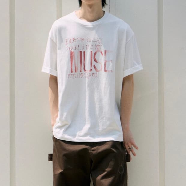 (2) 폴리테루 marka muse 1/2 tee 유즈드 화이트