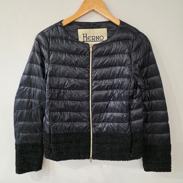 에르노 블랙 퀼팅 구스패딩 자켓 40