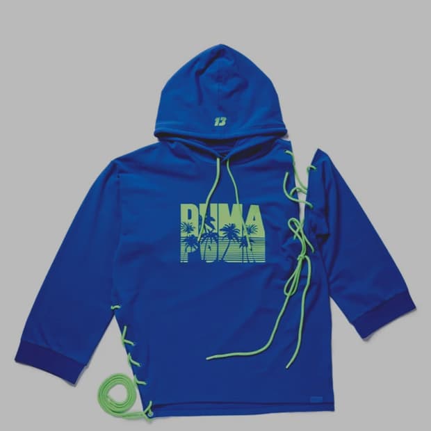 푸마 PUMA x 리한나 FENTY 사이드 레이스 언밸런스 후드티 블루 