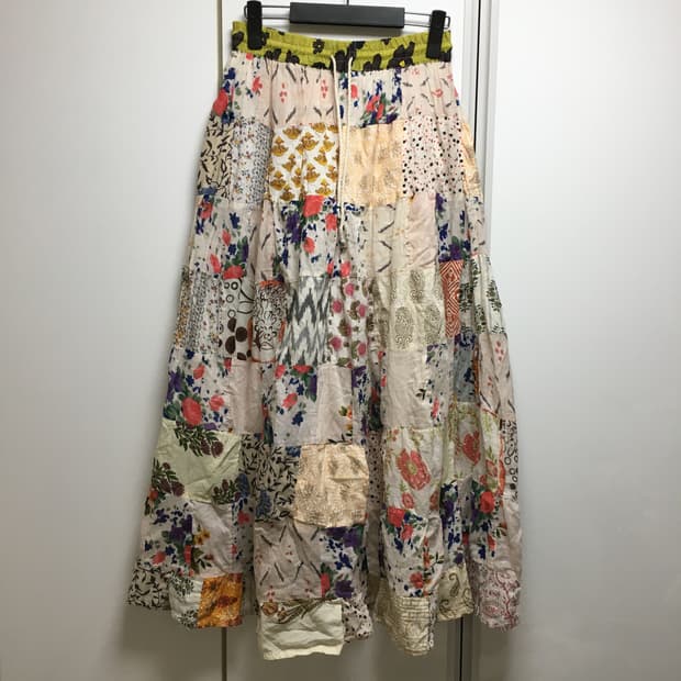 일본 빈티지 롱스커트 패치스커트 패치워크 모리 히피